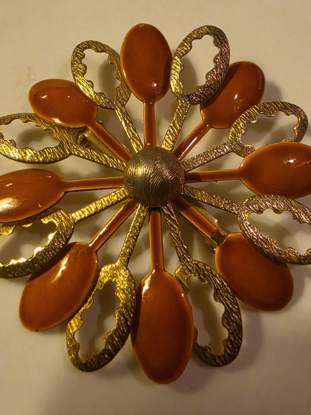 Vintage Mid-century Modern Enamel Flower Brooch